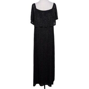 Ellen Weaver Lace Maxi Dress Womens Size XL Black Stretch Off Shoulder Boho